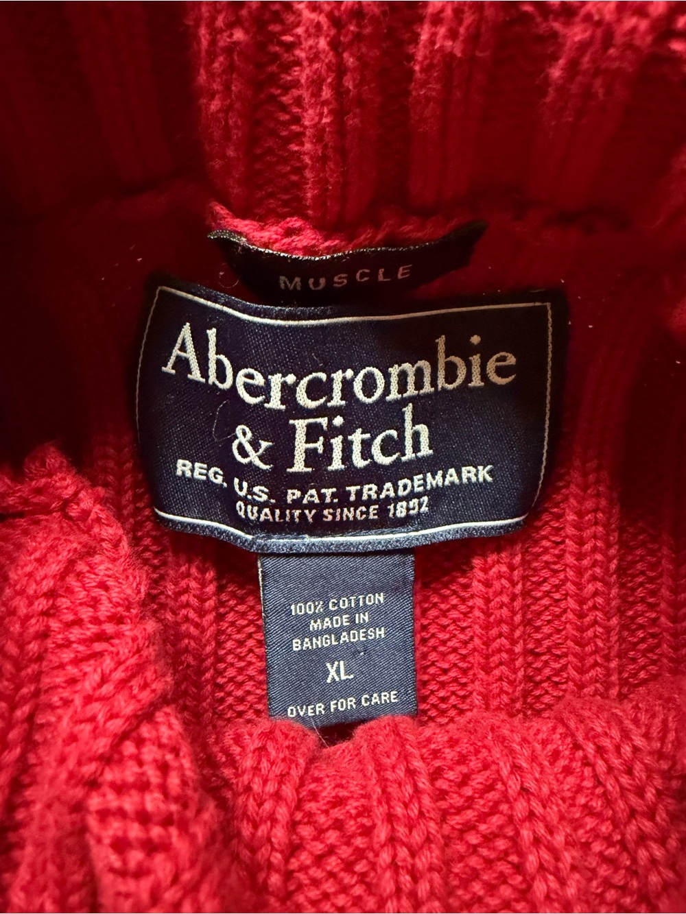 Vintage Abercrombie & Fitch Red Mock Turtleneck Sweater Muscle Fit XL NWOT